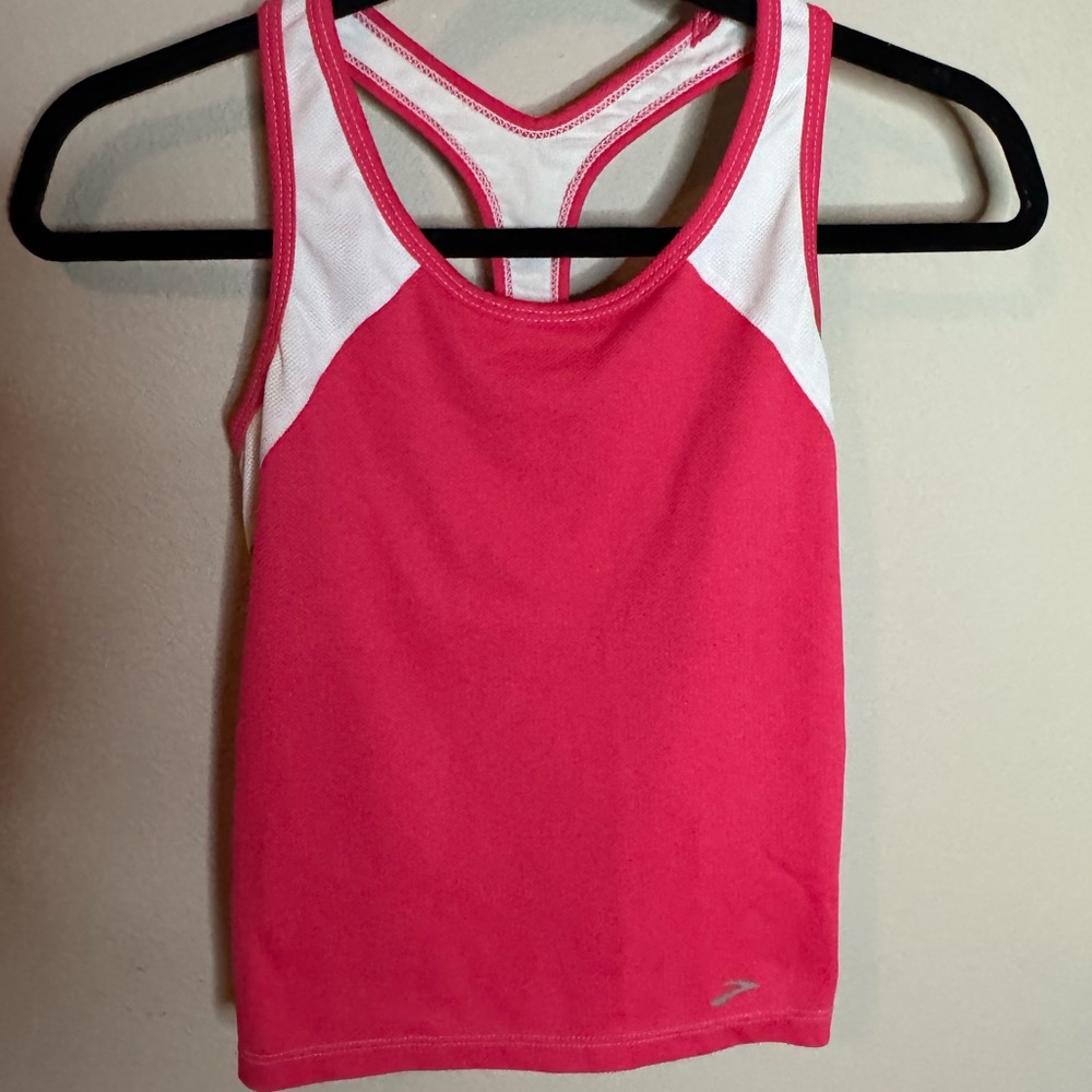 Brooks Pink Racerback Running Tank Small Built In Bra